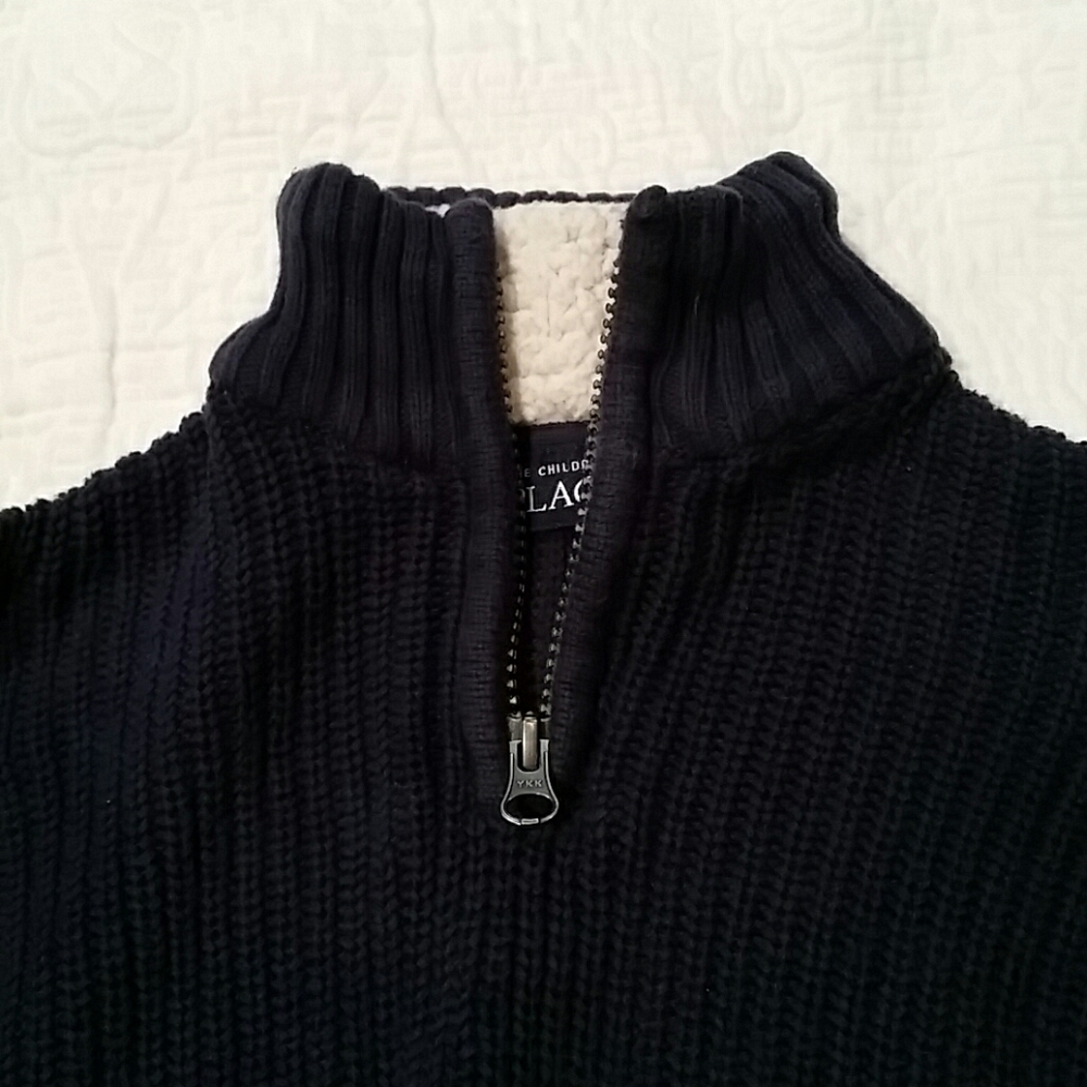 Sherpa collar, zip neck sweater